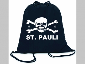St. Pauli - ľahké sťahovacie vrecko ( batôžtek / vak ) s čiernou šnúrkou, 100% bavlna 100 g/m2, rozmery cca. 37 x 41 cm